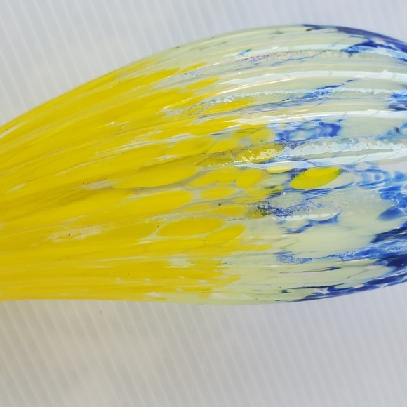 Hand Blown Glass Multicolor Hanging HUMMINGBIRD FEEDER Art Glass 9" Floral Gourd - Picture 8 of 10